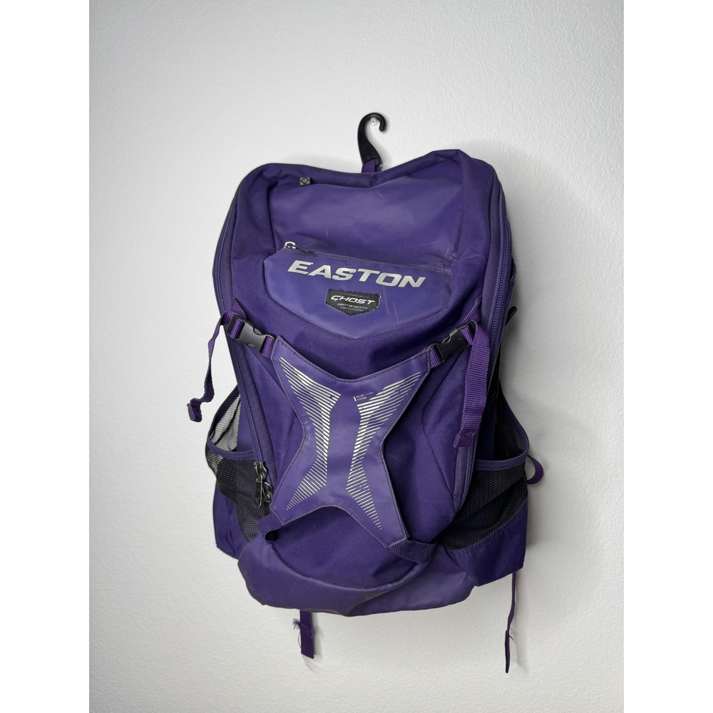 Easton Ghost Softball Bat Backpack Purple Gear Bag Cleat Hooks & Helmet Pocket